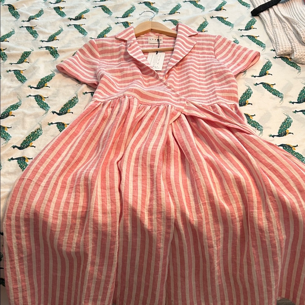 Striped Pink linen Dress